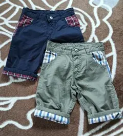 ハーフパンツ ネイビー カーキ チェック柄