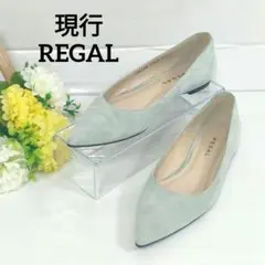 現行 REGAL ポインテッドトゥ パンプス スエード ローヒール 本革 日本製