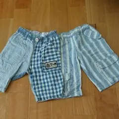ブルー系のハーフパンツ2枚セット、size100,110です。
