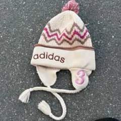 vintage 90s adidas ボンボンニット帽 ビーニー 耳当て付き