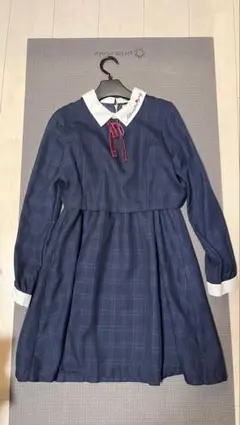 アルジー　ネイビー チェック柄 ワンピース 160