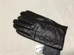 437新品LANVIN COLLECTION羊革レザーメンズロゴ手袋日本製