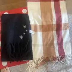 マフラーセット 黒とチェック柄