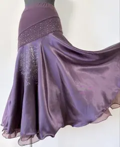 社交ダンス　スカート　濃紫　レッスンウェア　Mサイズ