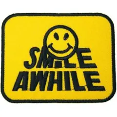 アイロンワッペン スマイル にこちゃん イエロー AWHILE デザイン