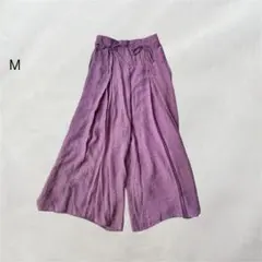ワイドパンツ ゆったり シンプル リボン ウエストゴム カジュアル 春夏 M