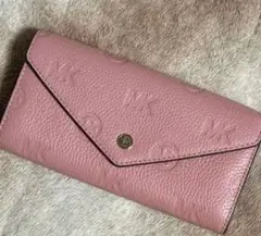 新品 マイケルコース レザー MK ロゴ 型押し ピンク 長財布