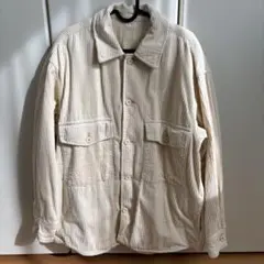 クリーム色 コーデュロイ 長袖シャツ