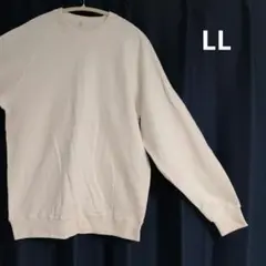 ホワイト ラグランスリーブ トレーナー LLサイズ