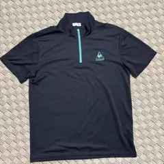 黒 ハーフジップ ゴルフシャツ