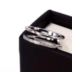 1071★2連 ジルコニア付きリング ステンレスリング 1点