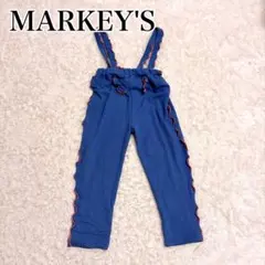 MARKEY'S 新品✨パイルメロー2wayサロペットパンツ　ブルー総柄120