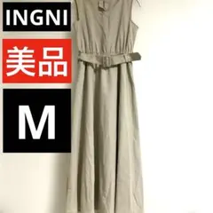 イング　ノースリーブ　ワンピース　麻　ベージュ　M