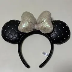 ディズニーカチューシャ 黒色キルティング　ミニー