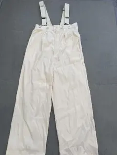 新品 しまむら×kaoruさん サロペット サスペンダー付きワイドパンツ М 白
