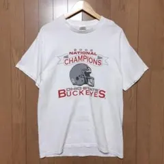 USA古着 全米大学 フットボール チャンピオン ホワイトTシャツ Ｌサイズ