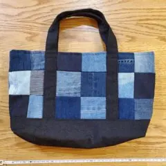 デニムパッチワークトートバッグ　リメイク