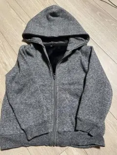 グレー フリース内側 ジップアップパーカー