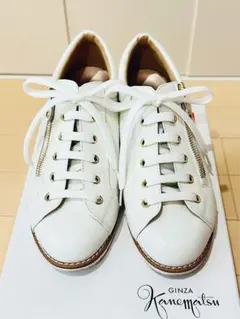 GINZA Kanematsu ホワイトスニーカー 23 銀座かねまつ牛革レザーのサムネイル