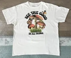 古着 90sサイケデリック マジックマッシュルーム 白 海外限定 Tシャツ XL