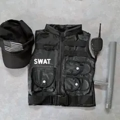 ハロウィン　SWATベスト　帽子、警棒、トランシーバー付き