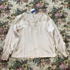 ヴィンテージ レトロ古着 花柄刺繍プルオーバーブラウス バレエコア 
