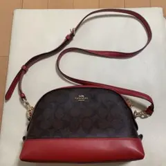 COACH ショルダーバッグ　シグネチャー　ドーム型　レッド コーチ