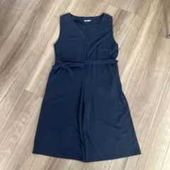 niko and… ウエストリボン付き オールインワン ワイドパンツ 紺色