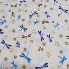 ①《ベージュ》涼・トンボ柄☆ハンドメイド　はぎれ　和柄生地