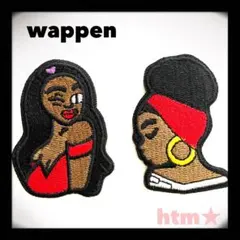 ガールズ アフロ 黒人 外国人 ワッペン アイロン刺繍ワッペン アップリケ