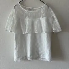 earth music&ecology 半袖レースカットソー　花柄　綺麗め　白