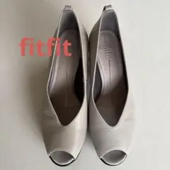 美品★【fitfit】フィットフィット　オープントゥ　パンプス　23cm グレー