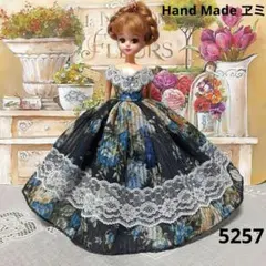 ネイビー花柄ドレス　5257