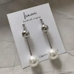 453 スワロフスキーパール5ミリ×8ミリ チェーンピアス/イヤリング変更