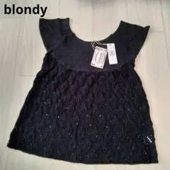 タグ付き　blondy 鍵編み半袖ニット　ブラックのサムネイル
