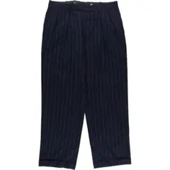 ネイビー ストライプ ワイドパンツ