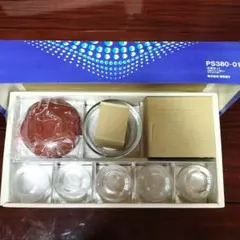 グラス5点 茶托5点 ガラスの小箱1点 冷茶セット