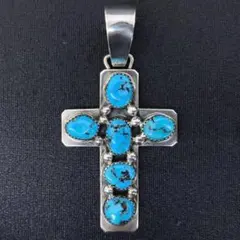美品 NAVAJO Tommy Moore シルバーターコイズ クロスペンダント