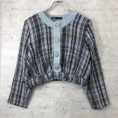 ZARA ザラ 古着 プルオーバー ツイードジャケット風クロップ丈トップス