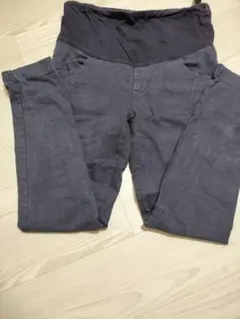 マタニティパンツ ネイビー ハイウエスト