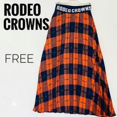 RODEO CROWNS ロゴ入りニットプリーツスカート FREEサイズ