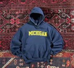 USA古着 カレッジロゴ プルオーバー パーカー ネイビー S