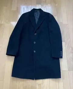 黒いチェスターコート　黒ロングコート