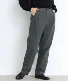 yuni 【日本製】製品染 モールスキンだぼパンツ モスグリーンのサムネイル