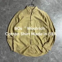 90s【USA製】Woolrich無地コットンシャツ ノームコア古着 黄ベージュ