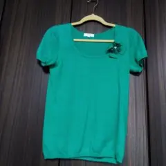 LANVIN en Bleu グリーン半袖ニット 38