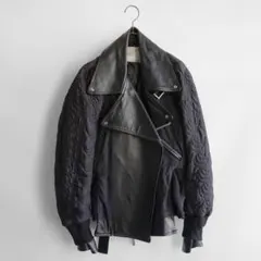 【希少】sacai キルティング ライダース カウレザー ハイブリッド ブルゾンのサムネイル