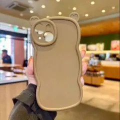 iPhone14ケース かわいい クマ　くま 熊 ブラウン 茶色 クマ耳　韓国
