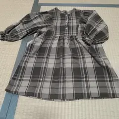 après les cours 七分袖ワンピース グレー系チェック