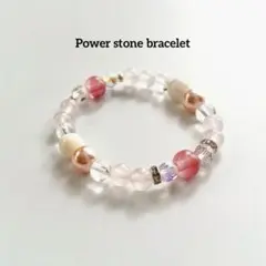 天然石ブレスレット　ローズクォーツ　真珠パール